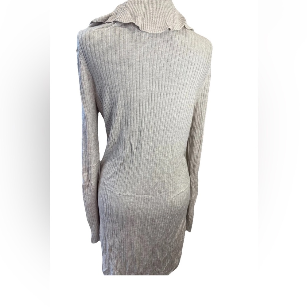 INC International Concepts ladies medium open front ruffle long sweater beige - Picture 3 of 9